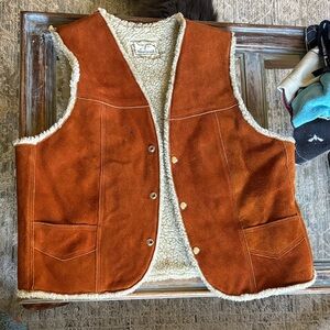 Rust Suede Vest with Sherpa Lining